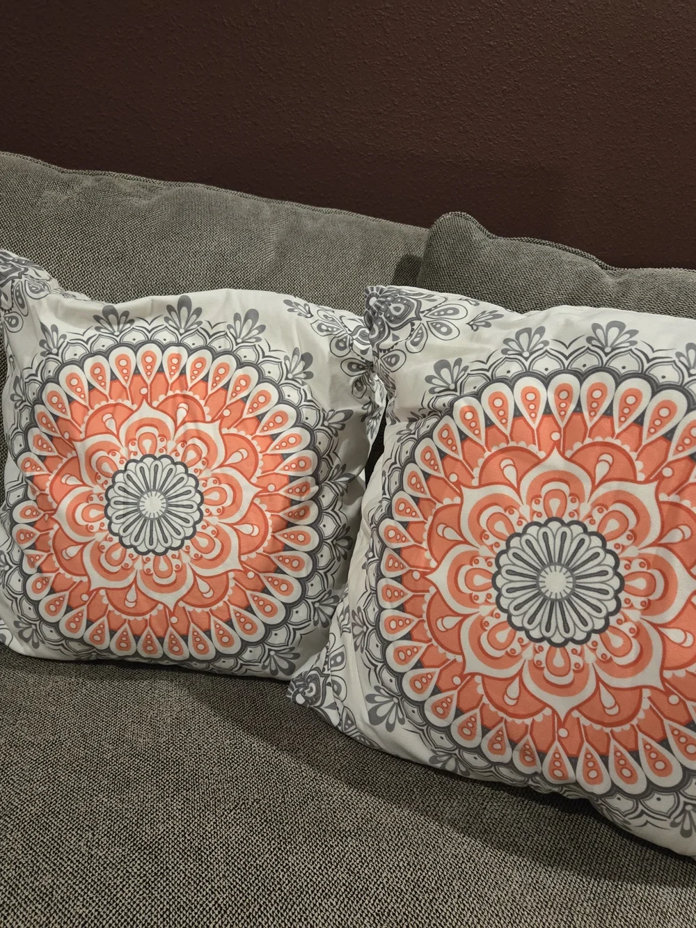Mandala Coral Decorative Throw Pillow Pair -